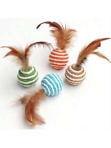4PCS Cat Toys Random Color Ball Design Cat Teaser Toy For Cat For Interaction