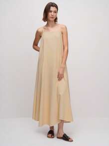 Airaco Women's Solid Color Casual Versatile Long Strap Dress, Summer - Multicolor - View 3