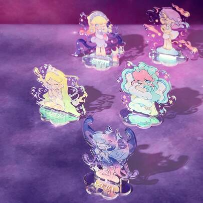 Pop Mart Azura X SHEIN 色彩鲜艳可爱的亚克力人物支架，装饰你的办公桌，创意桌面装饰