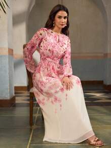 ZEYLAH 女士花卉印花优雅长袖连衣裙 - 彩色 - 查看 1