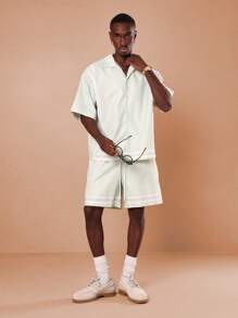 SUMWON Exklusives Bademode-Essenzial-Set für Urlaub und Ferien mit Luxus-Kurzarmhemd und Shorts, Sommer-Kollektion, leicht und locker geschnitten, Lässig - Grün - Übersicht 8