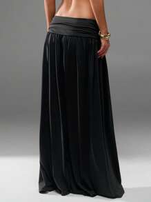 Avantive 夏季女士浪漫 90 年代商务休闲装 Y2k 俱乐部办公室复古风街头服饰春假单身派对演唱会黑色长裙 - 黑色 - 查看 2