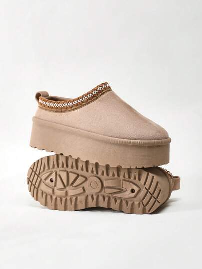 Solezae Botas de mujer de puntera redonda, botines y botitas cortas color beige, botas de moda para mujeres