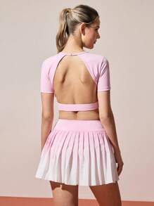 CourtClass Conjunto de 1 peça com blusa vazada e saia de tênis - Rosa - Ver 2