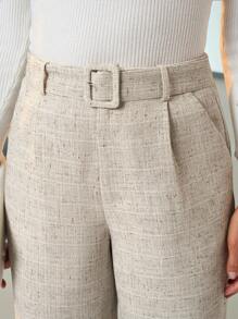 Lavishia Quần ống côn cạp cao có thắt lưng cho nữ, phong cách thời trang cho người có sức ảnh hưởng khi đi làm văn phòng - Màu be - Xem 5