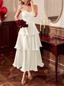 Vintamour 复古优雅女士派对连衣裙，修身紧身中长连衣裙，酒红色，适合所有季节情人节情人节服装连衣裙 - 杏色 - 查看 8