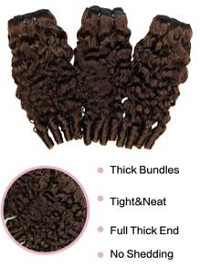 1pc Bundles Human Hair Pixie Curls Human Hair Spiral End Chocolate Brown Burmese Curly Human Hair Bundles Weave Bundle Unprocessed Human Hair Extensions 14-26 Inch Top Quality For Women