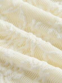 SHEIN MOD Đầm mini trễ vai có viền bèo nhún họa tiết - Màu be - Xem 4