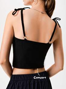 Menodora SHEIN Sport Cityvoya Women's Solid Color Crop Knit Tank Top,Internal Boning For Waist Support - Black - View 3