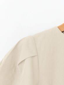 SHEIN Clasi Top peplum à manches bouffantes plissées à l'avant, style élégant et décontracté, tailles plus pour femmes