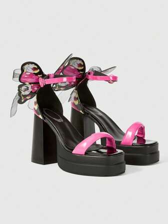 Fairycore Sandales à talons hauts élégantes et à la mode avec décoration nœud pour femmes