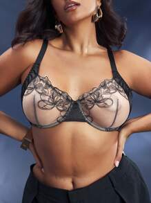 花卉刺绣性感钢圈和无钢圈聚拢大码文胸套装