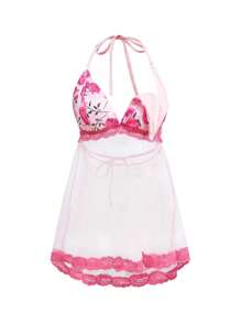 Camiseta de maternidad con triángulo de copa transparente y románico floral, copa plegable con encaje y parches en rosa, adecuada para el embarazo, la lactancia, las vacaciones y sesiones fotográficas
