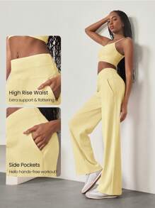 GLOWMODE Modal Silk Touch Wide Leg High Waist Lounge Pants With Side Pockets Daily Casual Fall