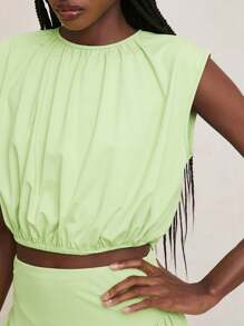 NYA SZN Top Short Sleeve Ruche Cut Out Detail Casual Everyday Brunch Special Occasion Wedding Guest Bridal Party Vacation Summer Spring Top Outfits For Women