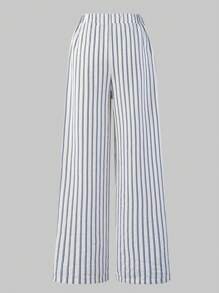 Pantalones largos casuales y versátiles con ajuste suelto y diseño de rayas para adolescentes, para usar en primavera y verano, en el día a día, vacaciones, verano y viajes
