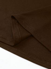 INAWLY 女士修身短袖休闲圆领T恤，咖啡色