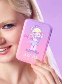 Pop Mart Azura X SHEIN 1 pieza Espejo portátil plegable de material de piel sintética (PU) con estampado lindo, que se puede sostener de forma independiente y manual, es liviano y compacto, conveniente para revisar los detalles del maquillaje, adecuado para viajes y el día a día, apto para hombres y mujeres - Dorado - Ver 12