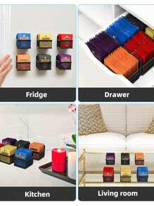 SHEIN 1 pièce Organisateur de sachets de thé magnétique, boîte de rangement à thé en métal noir, organisateurs et rangements de thé montés au mur économisant l'espace pour le réfrigérateur, l'étagère de cuisine et le comptoir.