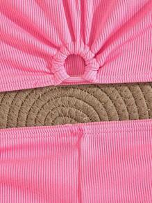SHEIN Set di costumi da bagno per giovani ragazze, top canotta e pantaloncini di colore unito, modello delicato e carino