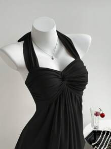 Comfortcana 女士休闲黑色扭纹背心，夏季 - 黑色 - 查看 5