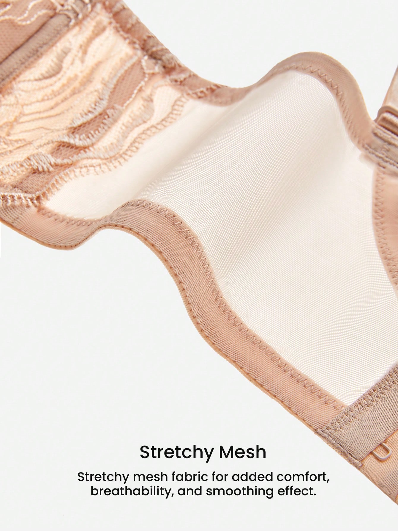 Reggiseno minimizer elegante e chic, in pizzo, con coppe senza imbottitura, traspirante e con supporto, per taglie curvy
