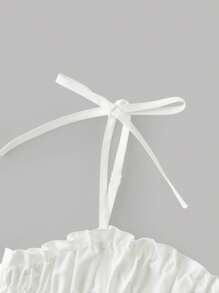 SHEIN Vestido maxi con tirantes y pliegues para niñas preadolescentes, ideal para vacaciones, uso diario y ocasiones versátiles, en color blanco, apto para primavera/verano y vuelta al colegio