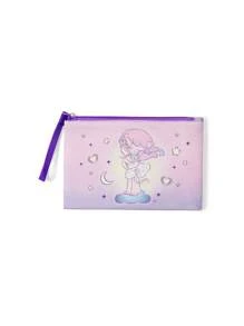 Pop Mart Azura X SHEIN 1pc Cartoon Printed Lightweight Cosmetic Bag, Perfect For Storing Cosmetics, Stationery, Daily Necessities, Digital Products, Etc., Perfect For Commuting, School, Travel, Suitable For Men, Women, Students, Children And Everyone Else, Tears
