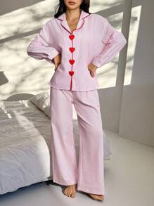 SHEIN PETITE 女士日常两件套服装 - 粉色 - 查看 9