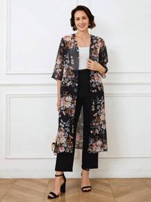 Miaspire 2 pièces/Set Veste à imprimé floral printemps/été et pantalon large à poches Tenue de loisirs pour vacances. Tenues d'enseignante pour femmes, tenues de sortie, tenue pour la fête des mères, cadeau pour maman