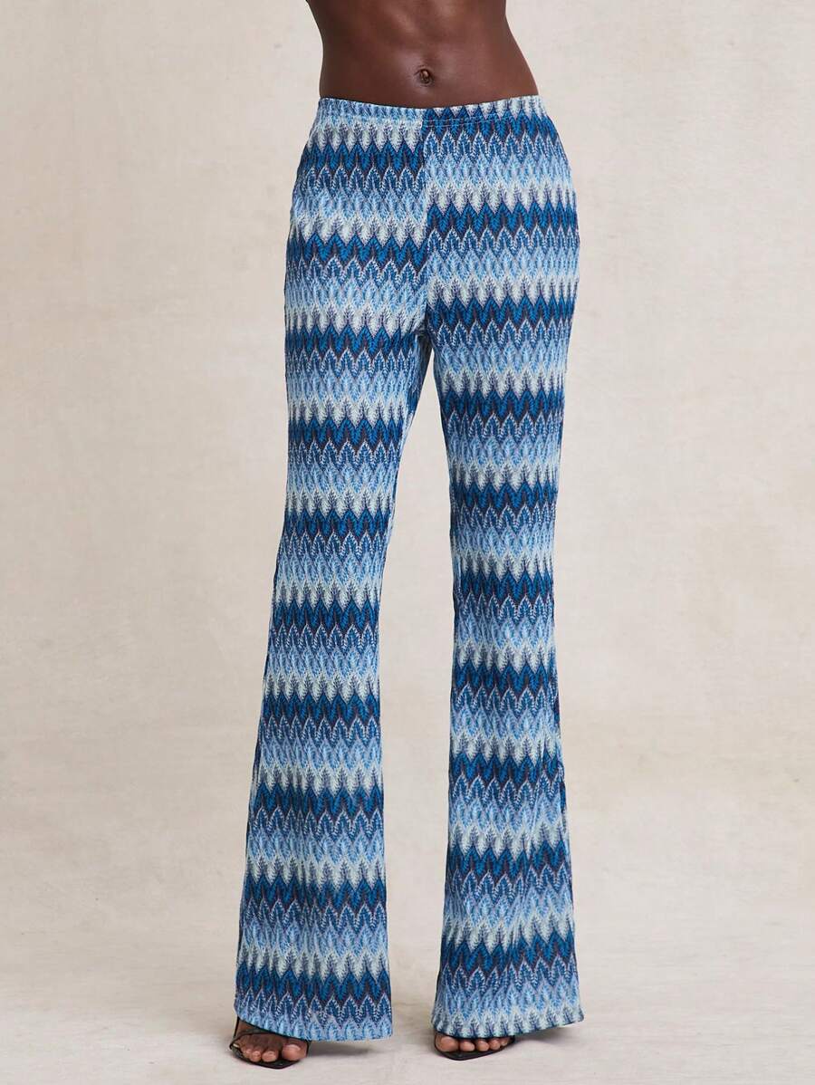 NYA SZN Pants High Rise Brunch Special Occasion Event Vacation Spring Summer Knit Pants Bottoms Statement Valentines Day Carnival Outfits For Women - Green - View 1