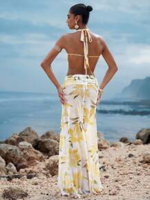 Opulessa Vestido de escote pronunciado y espalda descubierta romántico para vacaciones de mujer, estilo de vacaciones, de punto con estampado floral romántico, conjunto de ropa casual de verano para vacaciones, atuendo bohemio de playa para vacaciones, estilo bohemio chic, atuendos de fiesta y festival, ropa de playa para mujer, atuendos de verano para mujer, conjunto de graduación, artículos esenciales de playa, vestido amarillo mantequilla, atuendos de cumpleaños para mujer, artículos esenciales de playa, conjunto de aeropuerto para mujer, 4 de julio para mujer, conjunto de club, vestido de té, vestido de cumpleaños, vestido de verano, hombros descubiertos - Multicolor - Ver 3