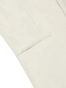 Calvornis 2件套男士灰色商务休闲西装套装男士奶油色西装男士米色西装男士卡其色西装男士休闲西装修身两件套婚礼西装 - 米色 - 查看 5