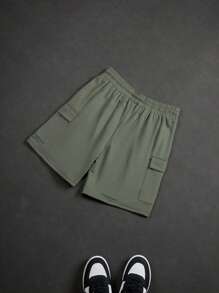 Manfinity EMRG Herren Shorts mit Mondprint, Kordelzug Taille, Cargo Taschen, Lässig - Grün - Übersicht 7