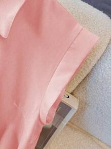 Franclia Solid Color City Casual Commute Style Women Mid-Length Dress - Pink - View 5