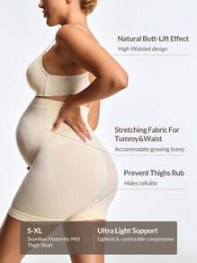 SHEIN Shape Pantalones cortos moldeadores de cintura alta casuales y lisos para embarazada