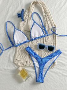 Swim Mod Quần short cạp cao hở lưng họa tiết hoa ngẫu nhiên cho nữ mùa xuân, Bộ đồ bơi gợi cảm, Đồ đi biển mùa hè - Nhiều màu - Xem 3