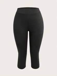 SHEIN EZwear 2 Cặp quần legging bó dài 3/4 cho nữ, màu đen và nâu, thích hợp cho mùa hè - Nhiều màu - Xem 6