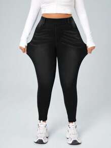 Flexra Damskie jeansy skinny fit w jednolitym kolorze, w dużych rozmiarach, modne na lato