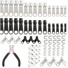 Nylon Zipper Repair Kit Replacement Slider: Zipper Bottom Stop End - Fix Double Zipper Pull Replace,Nylon Coil Zipper For Jacket Luggage Jeans Pants Tent With Zipper Tool,  Jute Ribbon Rope Cord DIY Wedding Jute Twine Crafts Gift Party Decor - Black - View 6