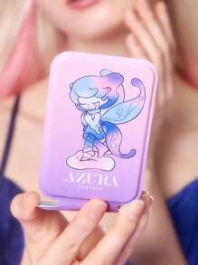 Pop Mart Azura X SHEIN 1 pieza Espejo portátil plegable de material de piel sintética (PU) con estampado lindo, que se puede sostener de forma independiente y manual, es liviano y compacto, conveniente para revisar los detalles del maquillaje, adecuado para viajes y el día a día, apto para hombres y mujeres - Dorado - Ver 2