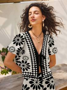 Modelyn Conjunto de 2 piezas de top de manga corta con cuello en V casual y pantalones cortos, apropiado para el verano, ropa de verano para mujer, conjuntos de verano para mujer, atuendos de vacaciones para mujer, conjuntos de verano de dos piezas, atuendos de vacaciones en la playa.