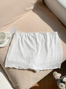 Comfortcana Casual Summer Holiday White Textured Low Waist Mini Skirt