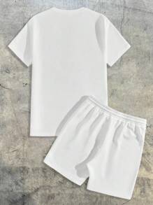 AXEPEAK Ensemble t-shirt à manches courtes et short avec bloc de couleur et graphique de visage pour hommes, Amis