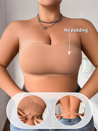 Plus Size Strapless Women Criss-Cross Closure Wireless Chest Wrap Bra, Seamless, Anti-Flashing, 1pc, Lift