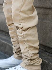 Manfinity EMRG Jeans casuales de mezclilla con pliegues y bolsillos para hombre