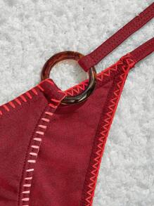 SHEIN MOD Side Ring Decor Lace-Up Swimwear Bottom