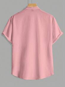 Manfinity Homme Camicia casual da uomo tinta unita, alla moda per l'estate - Rosa antico - Visualizzare 2