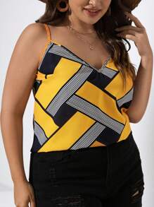 SHEIN Clasi Plus Geo Print Cami Top, Summer - Yellow - View 5