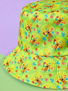 SCOOBY-DOO X SHEIN All-Over Print Reversible Bucket Hat For Beach - Dark Green - View 3